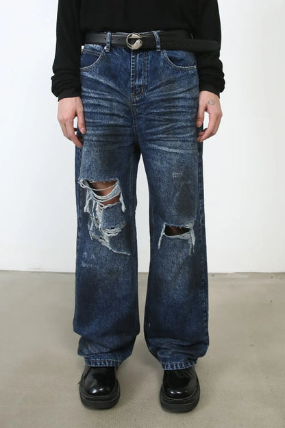 Men's Distressed Jeans with Pockets CaRaUaNa Fashion