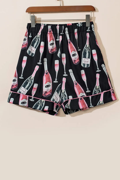 Champagne Print Short Sleeve Top and Shorts Set Carauana Store