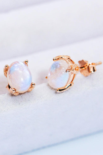 Natural Moonstone 4-Prong Stud Earrings