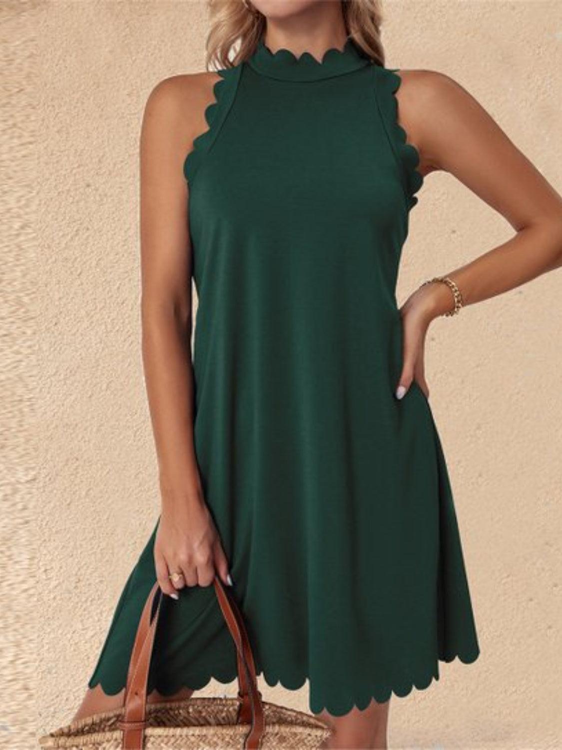 Mock Neck Sleeveless Mini Dress