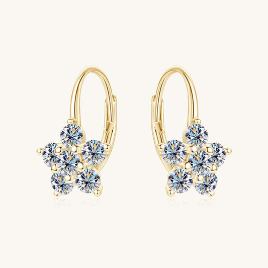 1.2 Carat 925 Sterling Silver Moissanite Flower Huggie Earrings Carauana Store