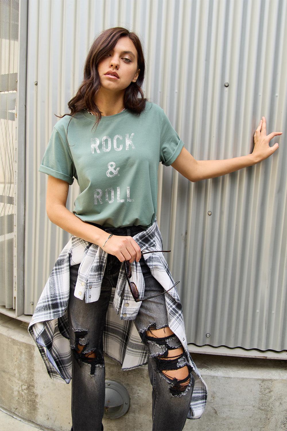 Simply Love Full Size ROCK & ROLL Short Sleeve T-Shirt