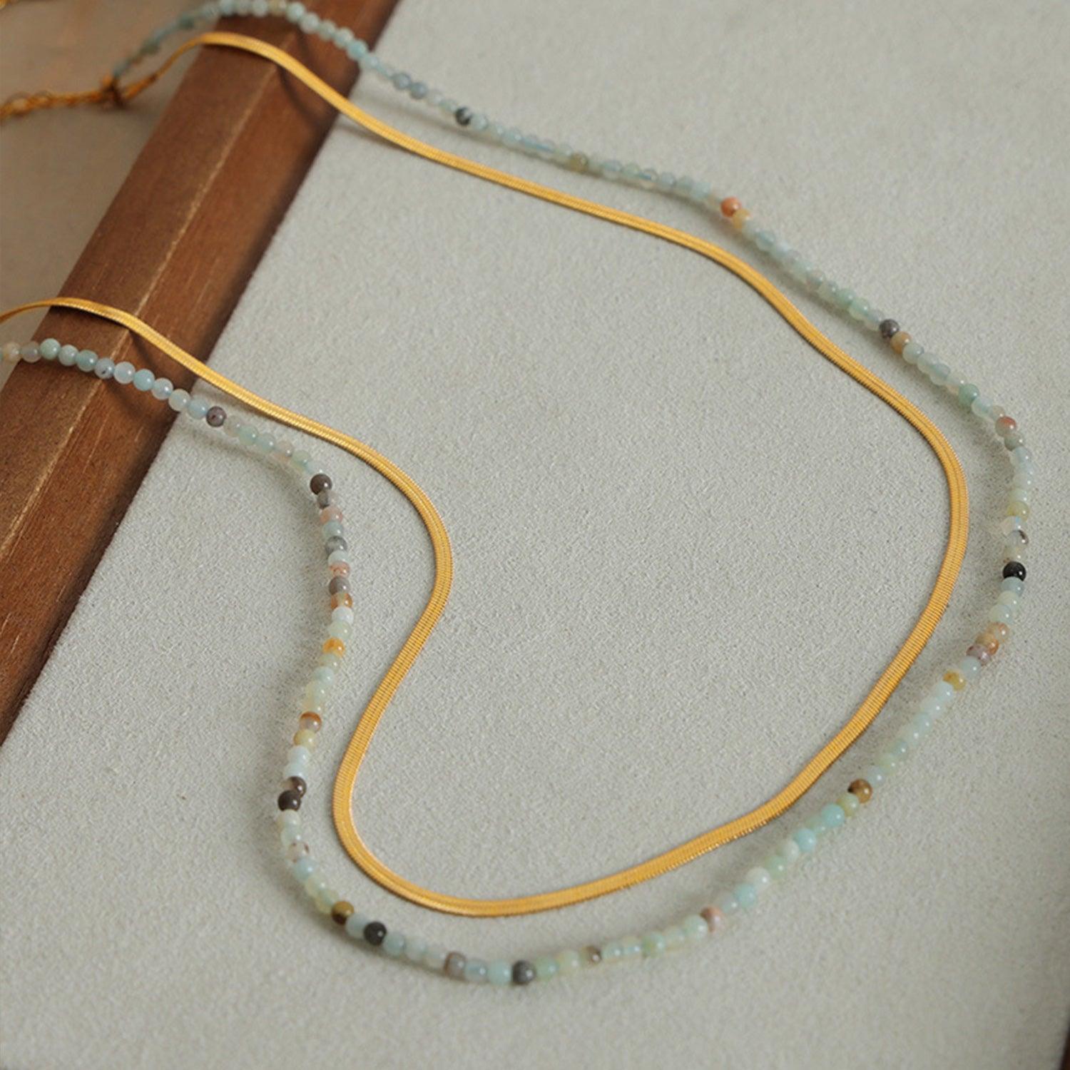 Beaded Titanium Steel Double-Layered Necklace