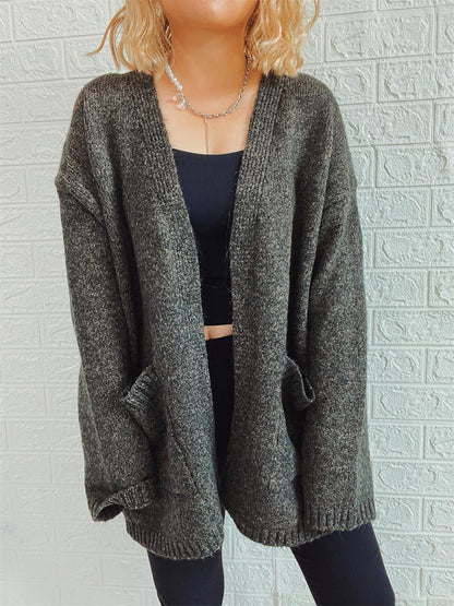 Open Front Long Sleeve Cardigan with Pockets