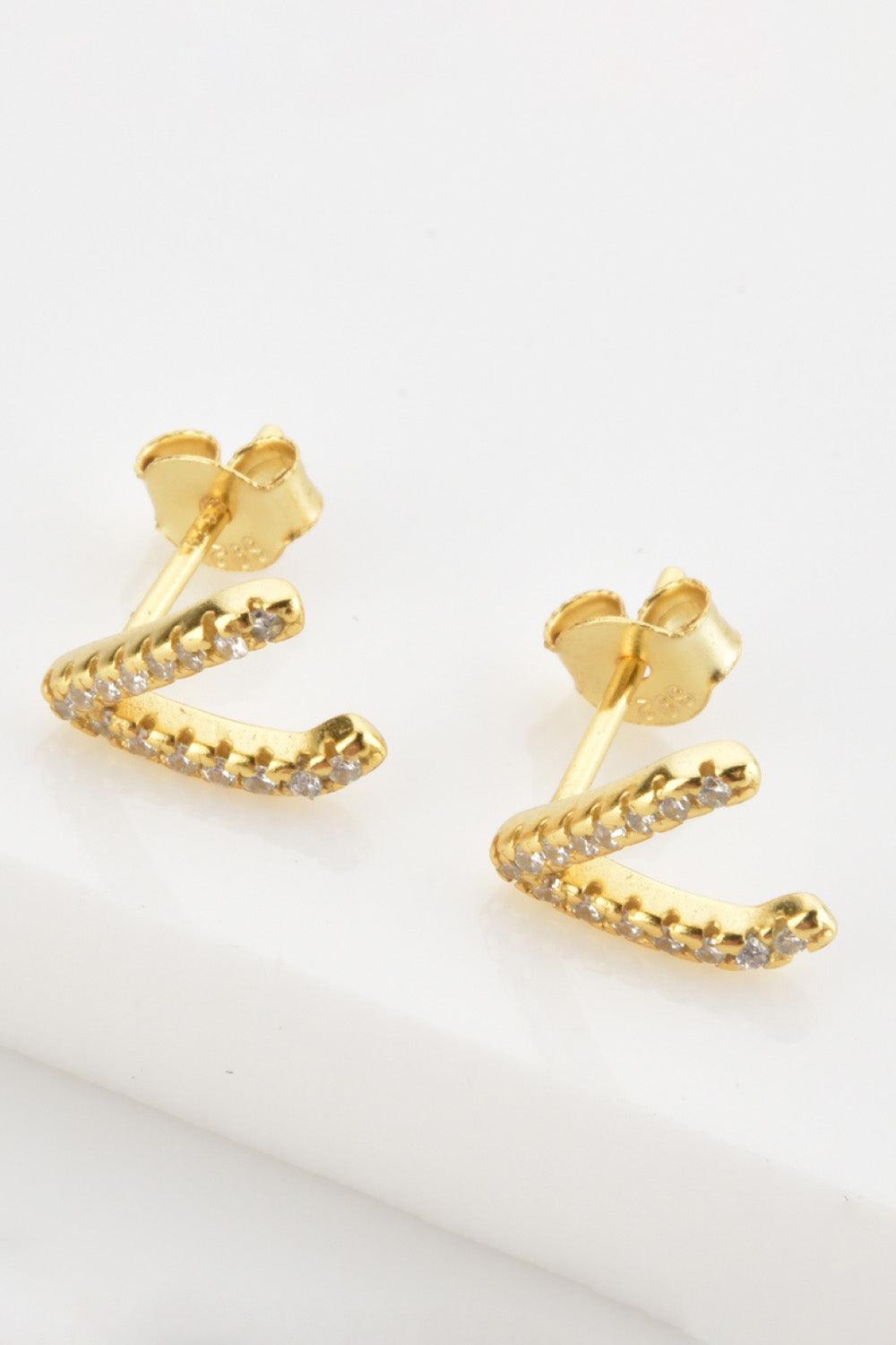 Zircon Letter V Stud Earrings