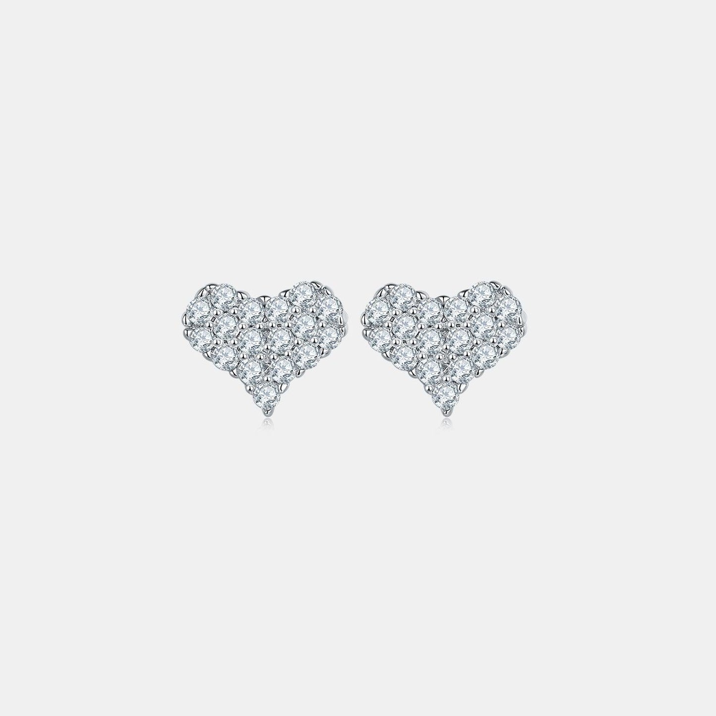 Moissanite 925 Sterling Silver Heart Stud Earrings