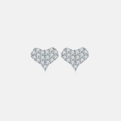 Moissanite 925 Sterling Silver Heart Stud Earrings