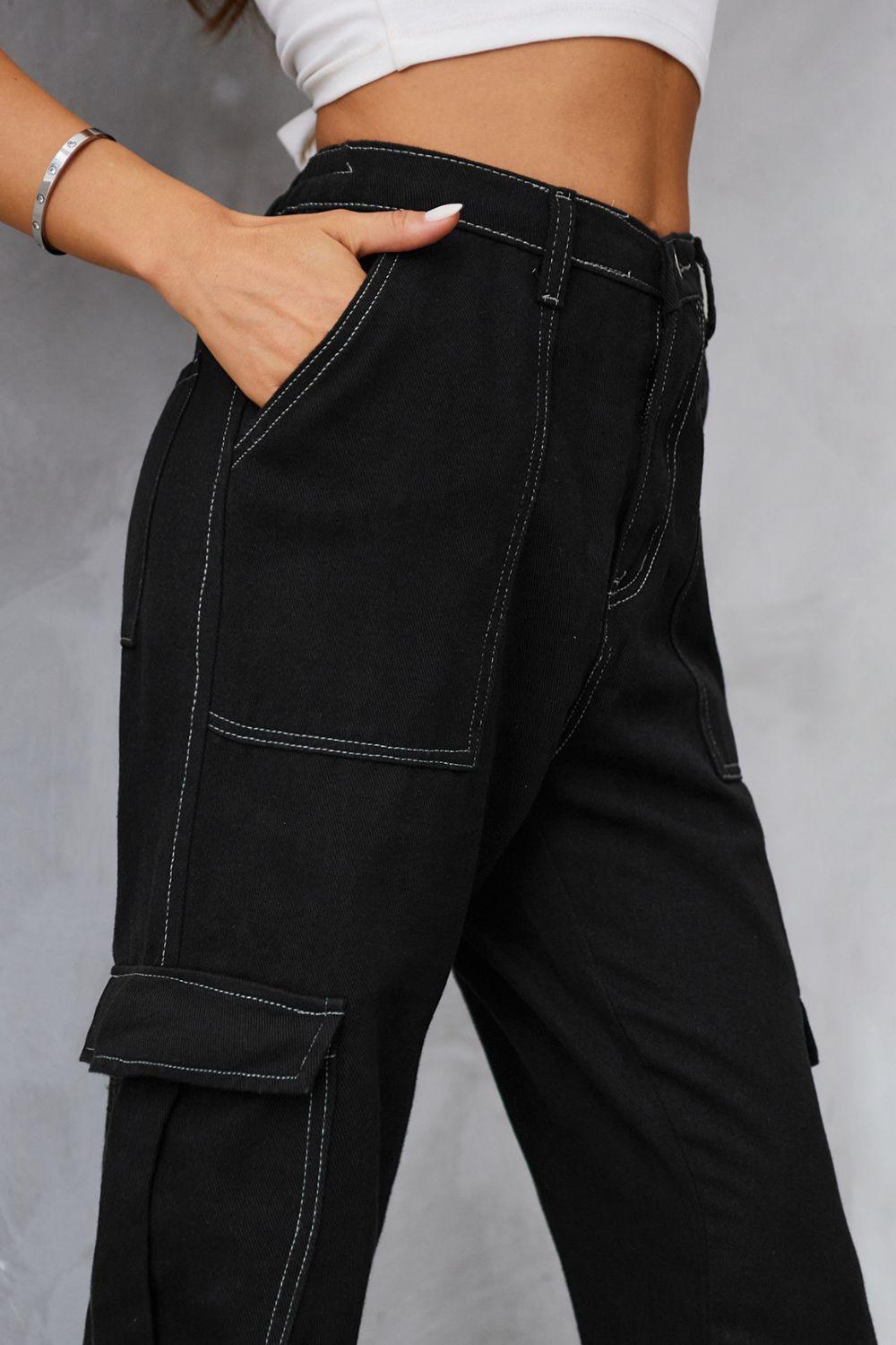 Baeful Long Straight Leg Jeans with Pockets