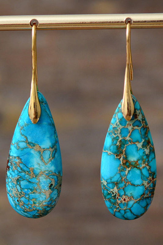 Handmade Teardrop Shape Natural Stone Dangle Earrings Carauana Store