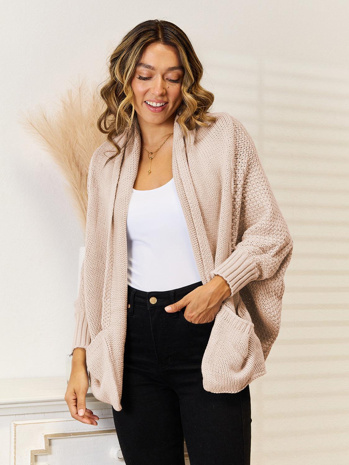 Angel Wings Open Front Cardigan with Pockets