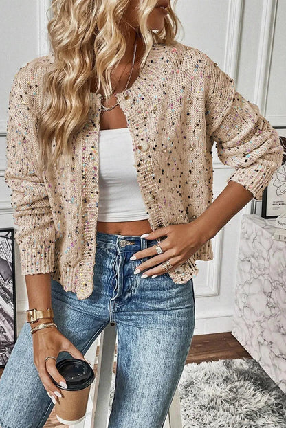 Confetti Button Up Long Sleeve Cardigan