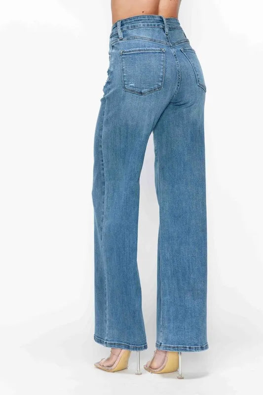 bytos Full Size High Rise Wide Leg Jeans with Pockets Carauana Store