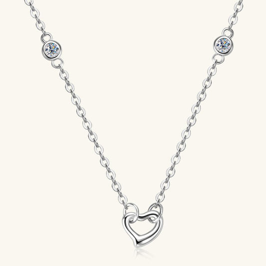Moissanite 925 Sterling Silver Heart Necklace Carauana Store