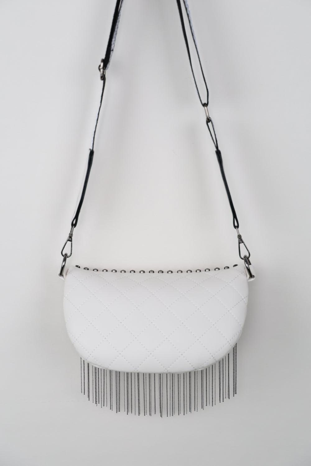 Adored PU Leather Studded Sling Bag with Fringes