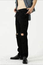 Distressed Mid Rise Jeans with Pockets Carauana Store