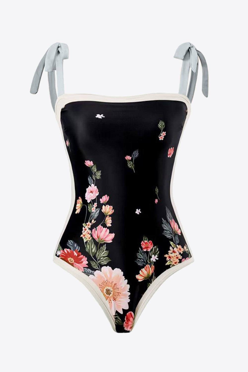 Floral Tie-Shoulder Two-Piece Swim Set