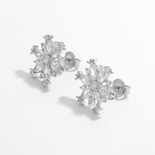 925 Sterling Silver Zircon Snowflake Earrings Carauana Store