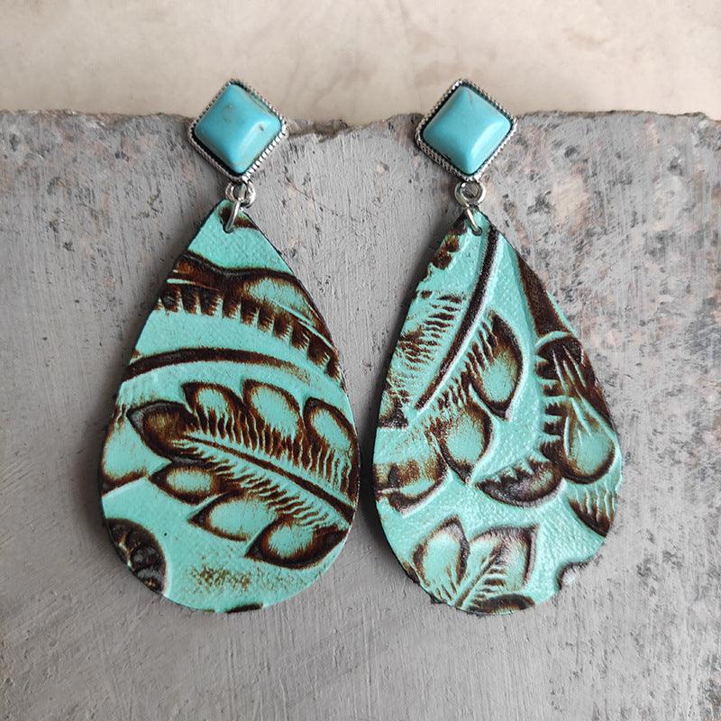 Artificial Turquoise Teardrop Earrings