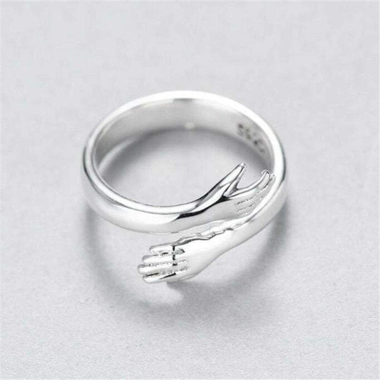 Hug Shape 925 Sterling Silver Bypass Ring Carauana Store