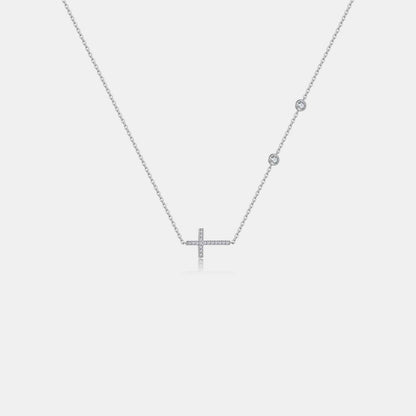 Zircon 925 Sterling Silver Cross Necklace