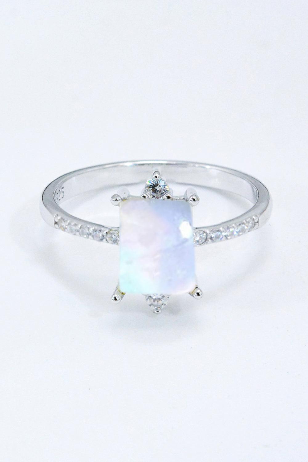 925 Sterling Silver Square Moonstone Ring