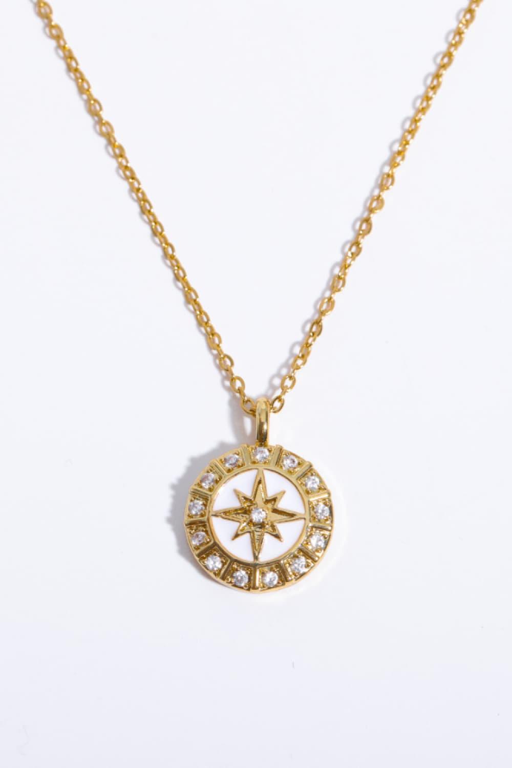 Zircon Decor North Star Pendant Copper Necklace