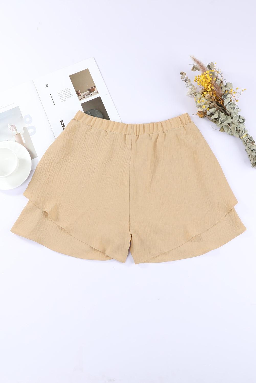 Layered Elastic Waist Shorts