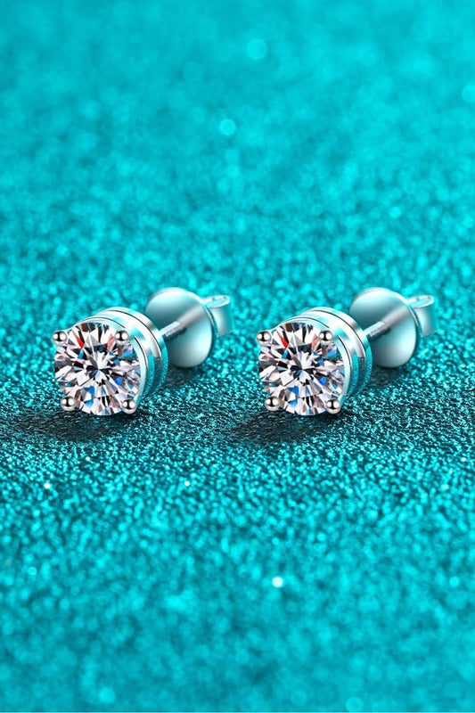 2 Carat Moissanite Rhodium-Plated Stud Earrings Carauana Store