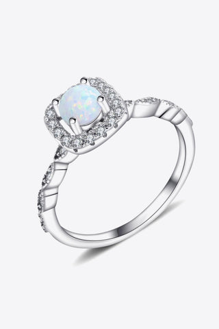 925 Sterling Silver Inlaid Opal Ring