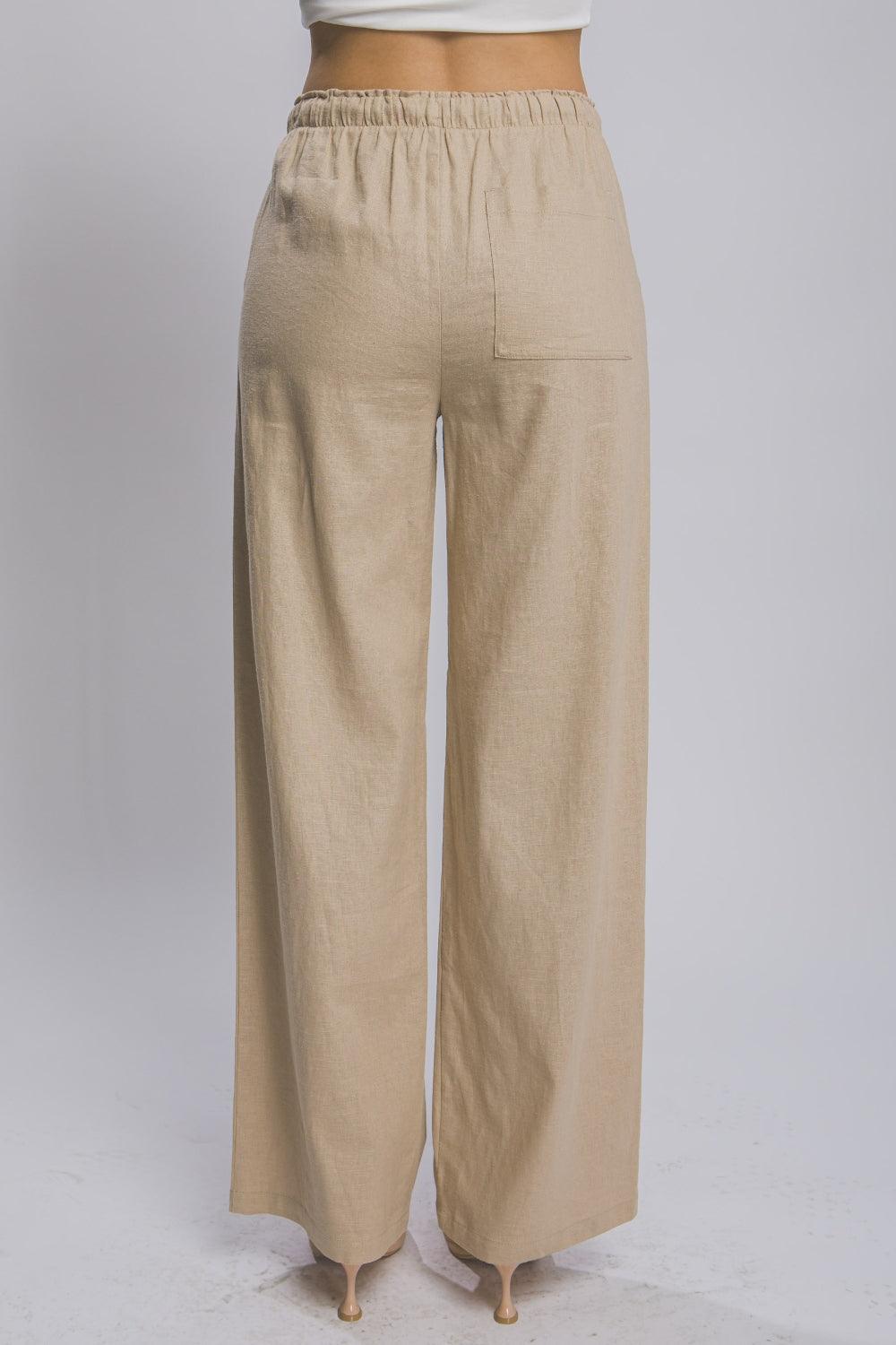 LOVE TREE Drawstring Wide Leg Pants with Pockets