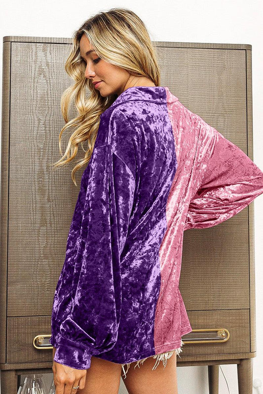 BiBi Contrast Button Up Long Sleeve Shirt Carauana Store