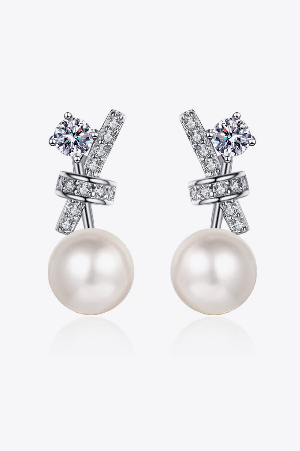 Pearl Moissanite Stud Earrings