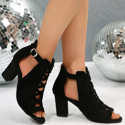 Peep Toe Block Heels Sandals Carauana Store