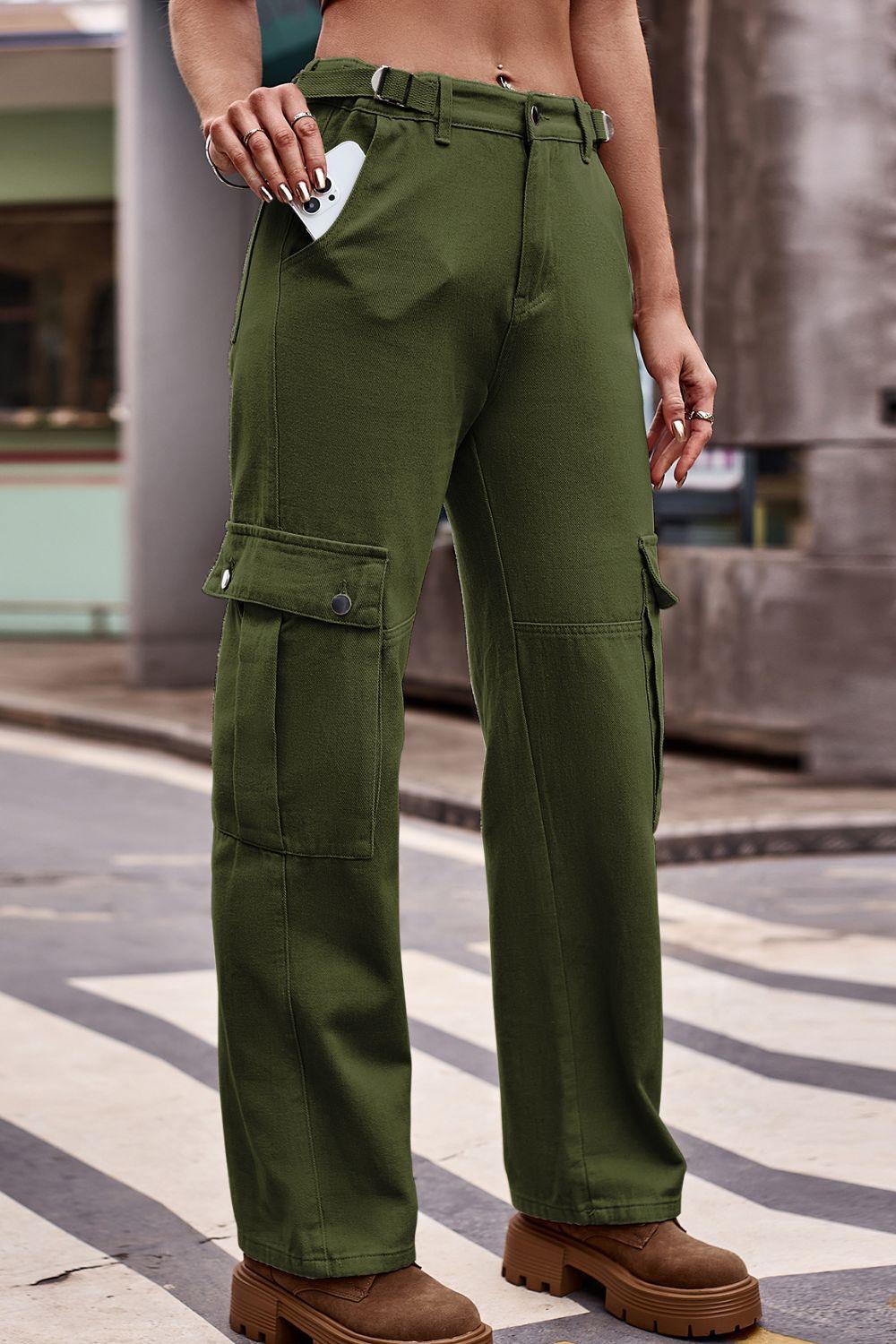 Buttoned Loose Fit Jeans with Pockets Carauana Store