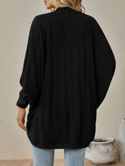 Open Front Dropped Shoulder Cardigan