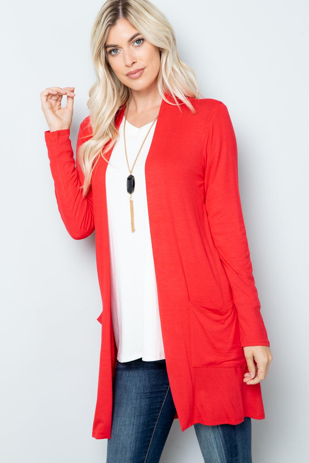 Celeste Full Size Open Front Cardigan with Pockets