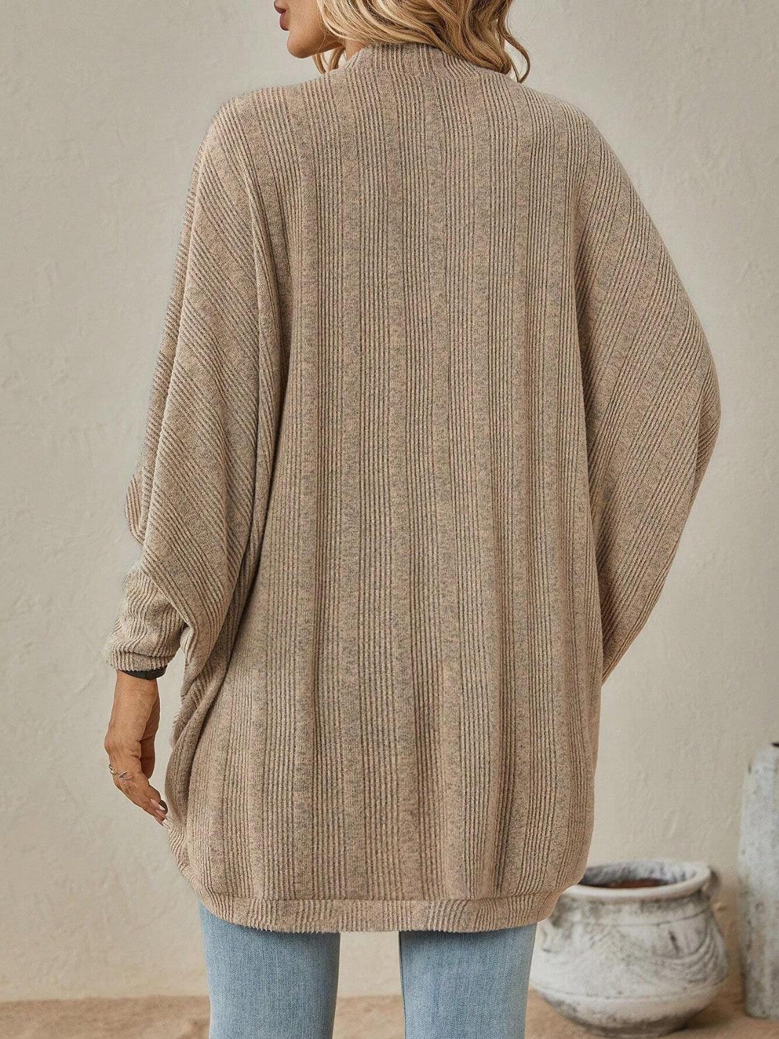 Open Front Dropped Shoulder Cardigan