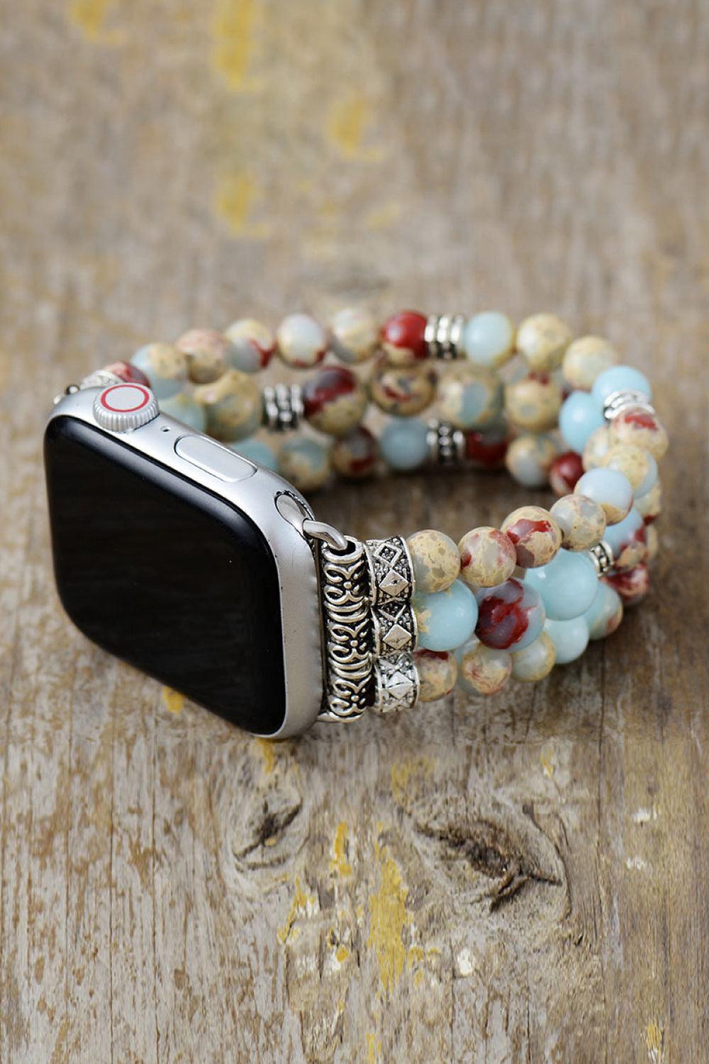 Synthetic Imperial Jasper Beaded Watchband Bracelet