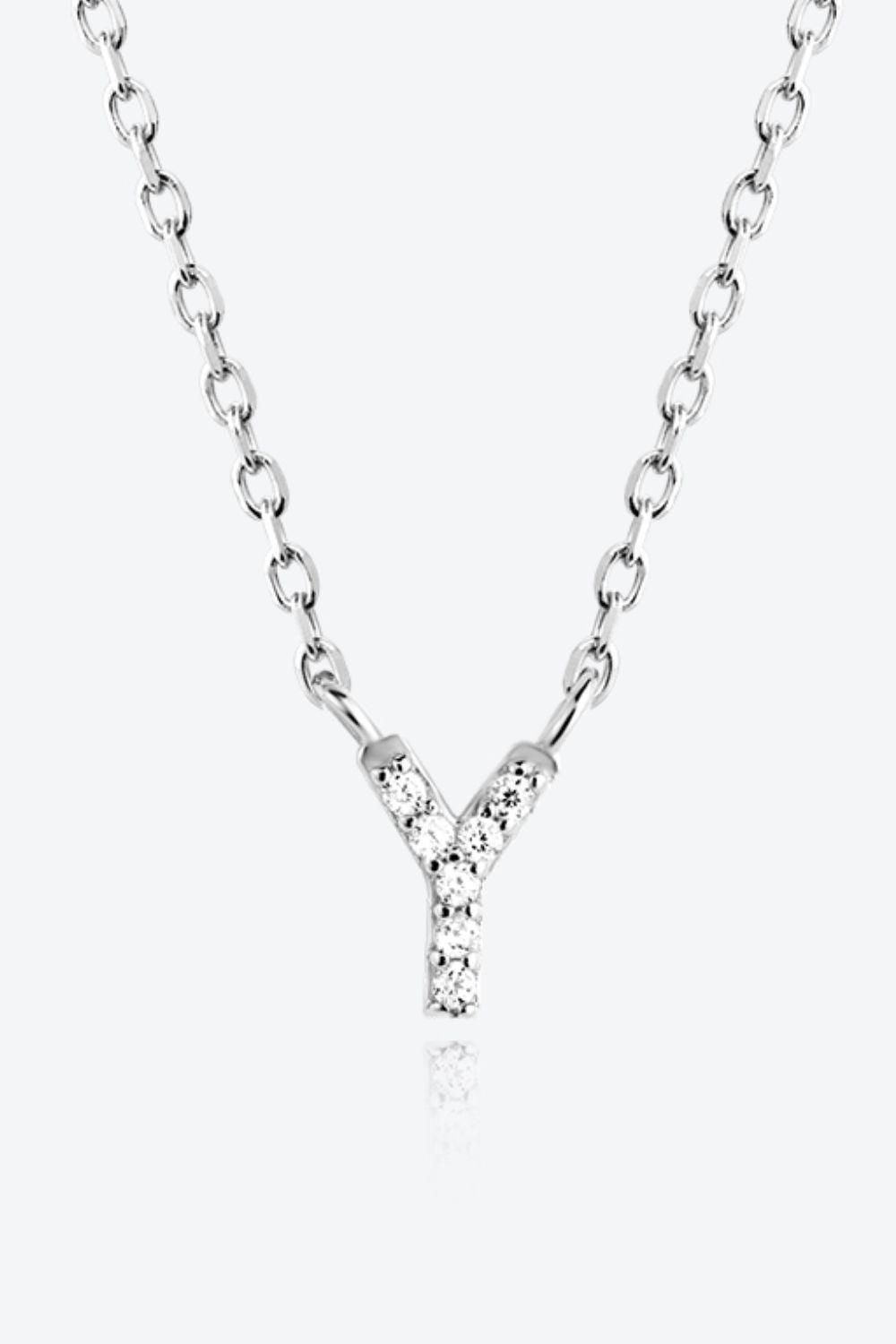 V To Z Zircon 925 Sterling Silver Necklace