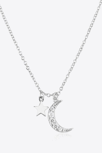 Zircon Star and Moon Pendant Necklace