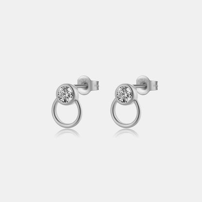 Inlaid Zircon 925 Sterling Silver Stud Earrings