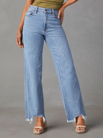 Raw Hem Loose Fit Jeans Carauana Store