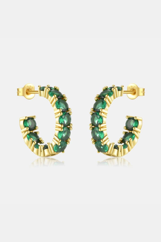 Inlaid Zircon C-Hoop Earrings