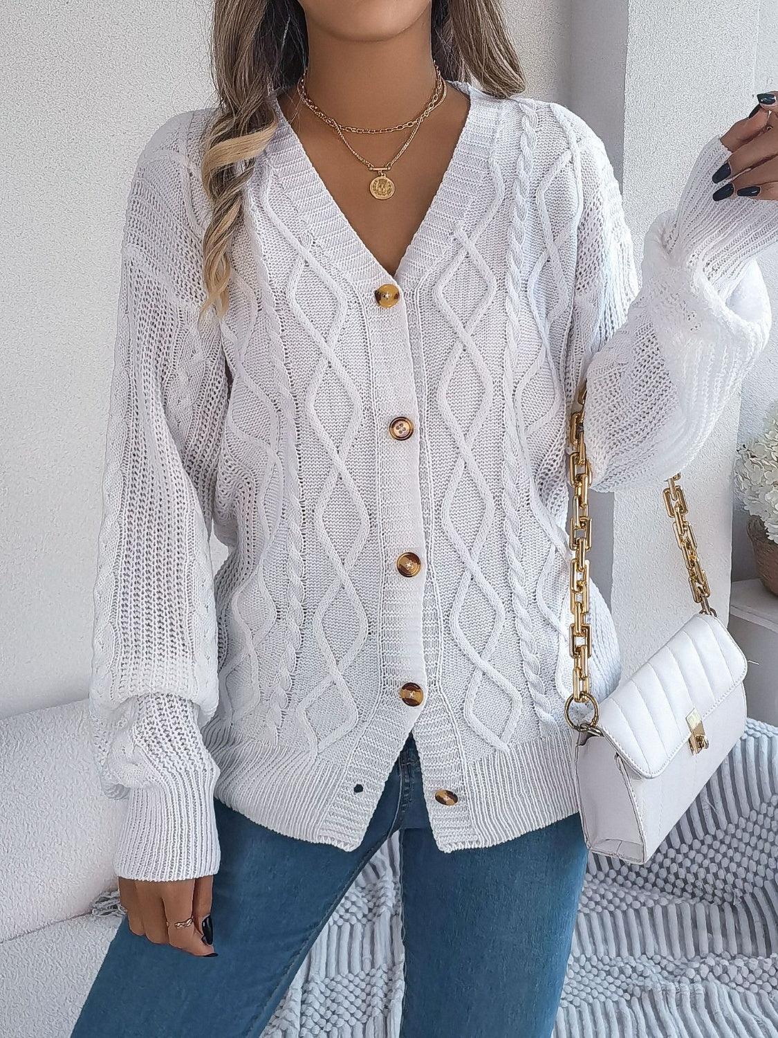 Cable-Knit Long Sleeve Cardigan