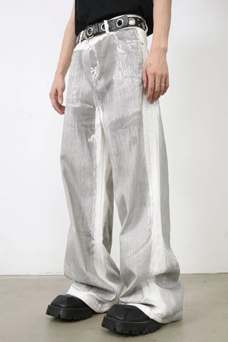 Men's Contrast Wide Leg Jeans