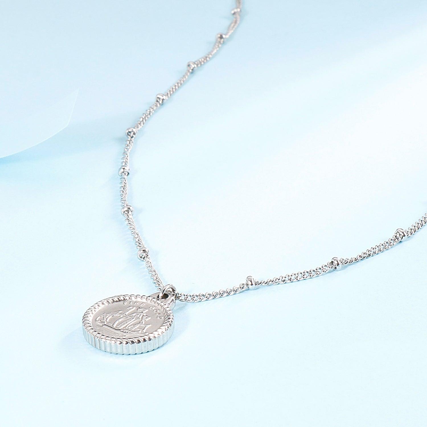 Stainless Steel Coin Pendant Necklace