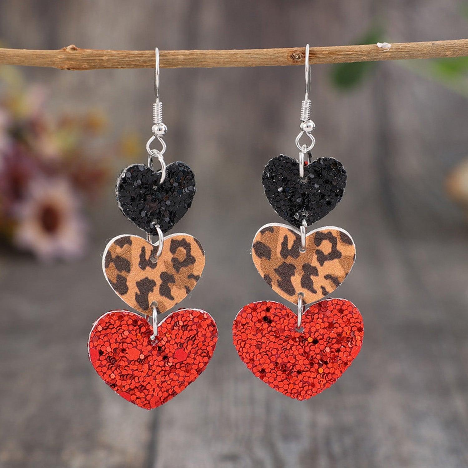 Heart Leather Drop Earrings