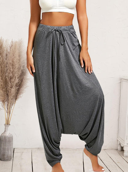 Tied Mid Waist Long Harem Pants