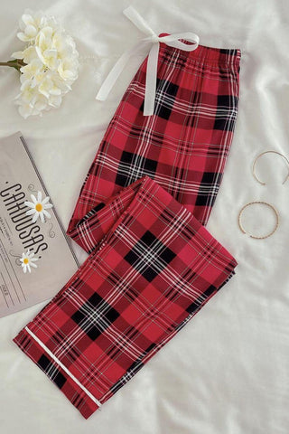 Plaid Tied Loungewear Pants