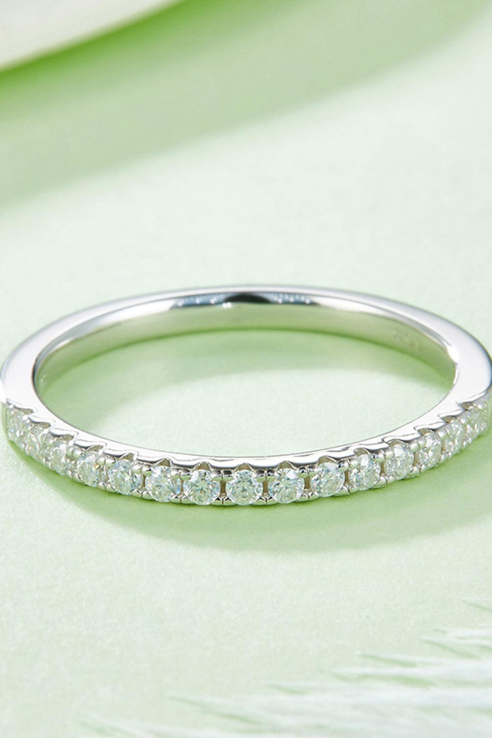 Moissanite Platinum-Plated Half-Eternity Ring